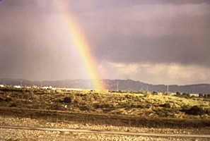 Rainbow after our first Los Angeles Marathon in 1996.